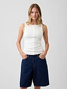 Ribbed Button-Up Top