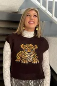 Baby Leopard Mohair Sweater Vest - Dark Chocolate