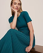 Belted Pleated Midi Dress