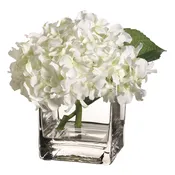 White hydrangea Clear Glass Vase