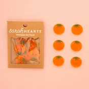 Sarah Hearts Orange Heirloom Tomato Large 1" Buttons