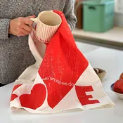 Love Tea Towel — Handprinted Cotton
