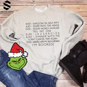 4:00 Wallow in Self Pity Daily Routine The Grinch Quote Crew Neck Heather Grey Unisex Sweatshirt