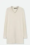 A LINE V NECK LONG SLEEVE TUNIC IN HEATHERED PIMA COTTON STRETCH