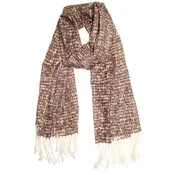 100% Wool Scarf Checkerboard Print  - Brown