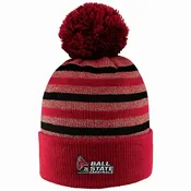 Ball State Beanie Red/Black Stripe Pom