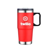 24oz. Double Wall SS / PP Mug with Clear Closure Lid and Handle