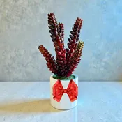 Artificial Burro’s Tail Succulent in White Ceramic Pot – Decorative Gift Plant