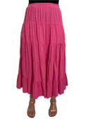 1970s Deadstock New Hero Hot Pink Tiered Cotton Skirt