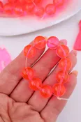 12mm Neon Sherbet German Resin Round Beads, 10 Beads