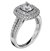 14K “Luminaire” Double Cushion Halo Engagement Ring