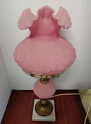 Fenton Art Glass Pink Satin Poppy "Gone With The Wind" Lamp - 1970s — Pocahontas Antiques & Curiosities