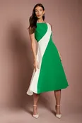Asymmetric Colour Block Midi Dress