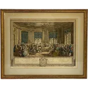 ANTOINE-JEAN DUCLOS Color Engraving, Le Concert, after A. de Saint-Aubin