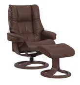 Nordic 63 Chair and Ottoman- Truffle Leather/Walnut Base