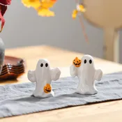 Haunted House Salt & Pepper Shaker Ceramic Ghost, Set of 2