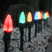 DIY 100ft C9 Christmas Light Pathway Set with Ground Stakes