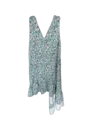 3.1 Phillip Lim Size 2 Green & Pink Viscose Blend Sleeveless Floral V Neck Dress