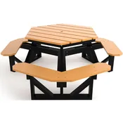 Frog Furnishings Hex 6-Foot Diameter Outdoor Picnic Table