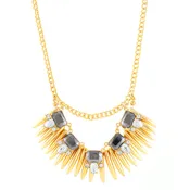 2TONE GOLD HEMATITE AND CRYSTAL NECKLACE WITH SPIKES #NW40992N (RD4)