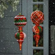 Sugar and Stripes LED Hanging Ornament,16.5"H, 2 asst