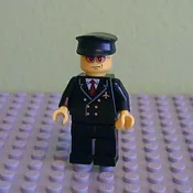 Airport - Pilot with Red Tie and 6 Buttons, Black Legs, Black Hat, Orange Sunglasses
