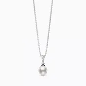 Akoya Pearl Diamond Bar Pendant Necklace | 14K Gold | Bixlers®