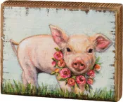Adoring Piglet With Floral Wreath Decor