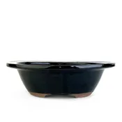 10" Wide Rim Oval Bonsai Pot - Black