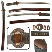 Original 18th Century Edo Period Japanese Ko-Wakizashi Short Sword with False-Length Lacquered Scabbard
