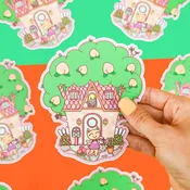 New Horizon Animal Cat Tree House Vinyl Sticker