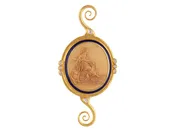 GURHAN Antiquities One-of-a-Kind 24K Gold Antiquity Necklace Accessory / Connector Fibula, 46x39mm Oval Carved Lava Cameo Depicting La Speranza