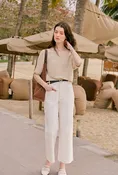 Billy Cropped Wide-Leg Stretch Jeans - White