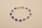 Gold Blue  Lucky Eye Bracelet