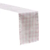 Gingham Checkered Polyester Table Runner – Pink & White