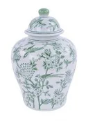 10.25"H X 6.5" Dia Porcelain Green Ginger Jar