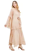Arwen Ruffle Detail Texture Oversized Maxi Dress