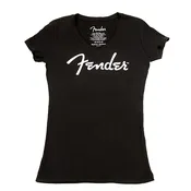 Fender Women's V-Neck Spaghetti Logo T-Shirt - Black
