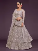 Dusky Orchid Heavy Zari Sequins Embroidered Flowy Designer Party Wear
