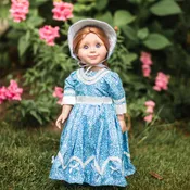 18 Inch Doll 1800's Blue Gown and Hat