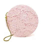 Blush Large Poppies Circle Wood Bag | Hand-Carved Heirloom by Blumera