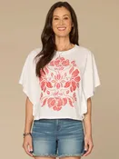 *FINAL SALE* Poncho Style Top with Embroidery Detail