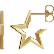 14K Gold Star Hoop Earrings