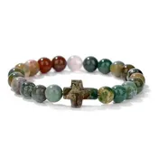 African Turq Cross Beaded Bracelet