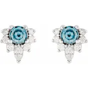 Aquamarine Cluster Stud Earrings