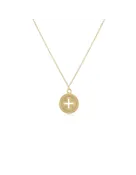 16" Gold Necklace Signature Cross Gold Disc
