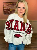 Arkansas Embroidered Pullover-Gray