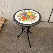 20” Italian Volcanic Table – Fruit on White with Stone Border – SUPER SALE