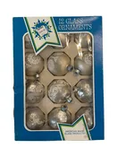 Goby 12 Glass Christmas Ornaments American Made Silver Shiny and Bright