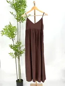 Allison Linen Cami Maxi Dress in Brown